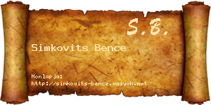 Simkovits Bence névjegykártya